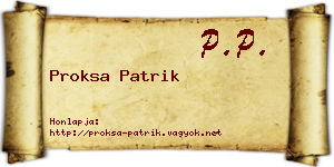 Proksa Patrik névjegykártya